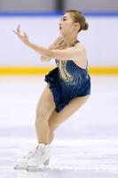 （写真説明）女子フリーで演技する坂本花織