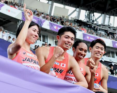 混合1600Mリレー 日本は8位入賞