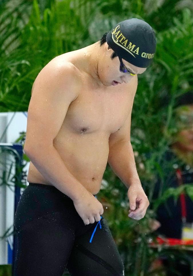 　成年男子２００メートル個人メドレー予選を終え、引き揚げる瀬戸大也