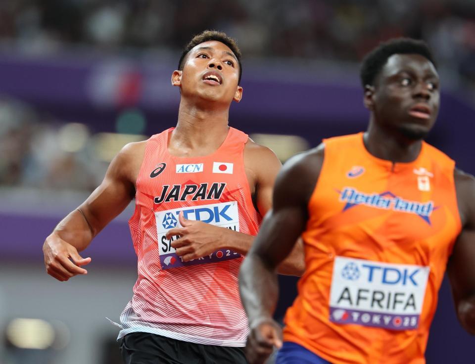 　男子１００メートル予選で敗退したサニブラウン・ハキーム