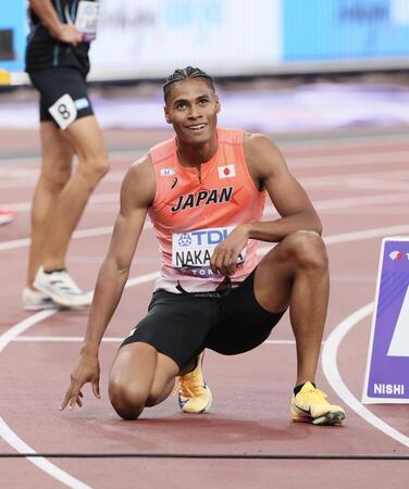 　予選を突破し笑顔を見せる中島佑気ジョセフ（撮影・石井剣太郎）