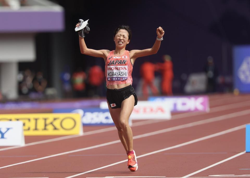 　女子マラソンで７位入賞を果たした小林香菜（撮影・石井剣太郎）