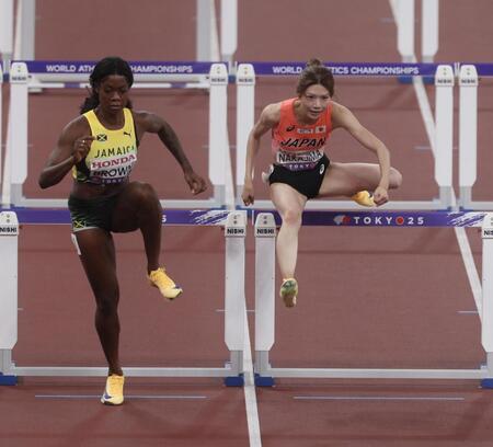 　女子１００メートル障害準決勝で敗れた中島ひとみ（撮影・石井剣太郎）