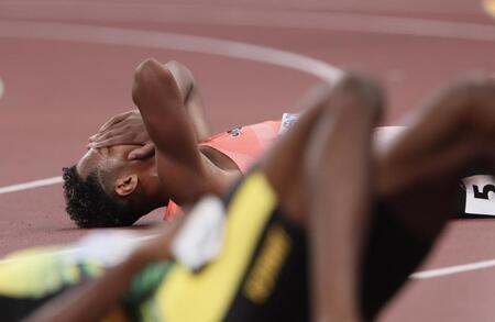 　男子１１０メートル障害決勝でメダルを逃した村竹ラシッド（撮影・石井剣太郎）