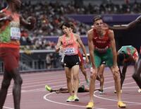 　男子３０００メートル障害決勝で８位入賞の三浦龍司＝１５日