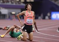 　男子３０００メートル障害決勝で８位入賞の三浦龍司＝１５日
