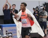 　男子１１０メートル障害でメダルを逃した村竹ラシッド（撮影・石井剣太郎）