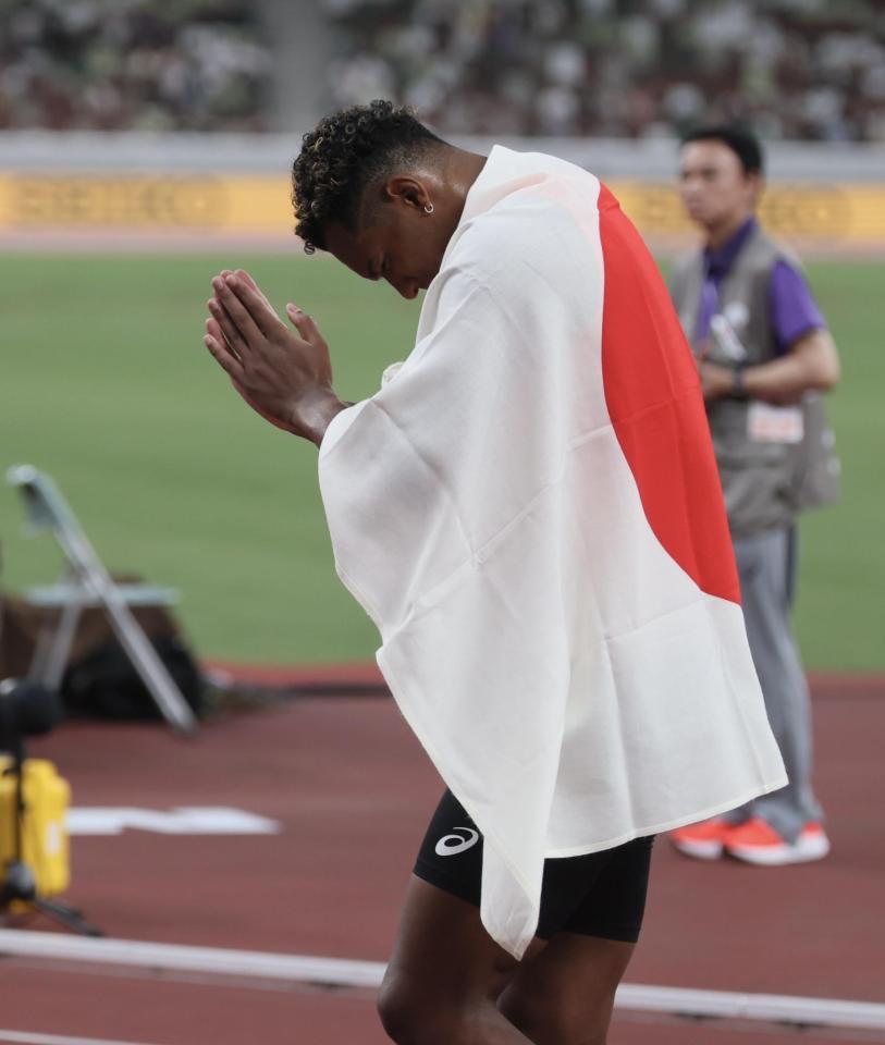 　男子１１０メートル障害でメダルを逃した村竹ラシッド（撮影・石井剣太郎）