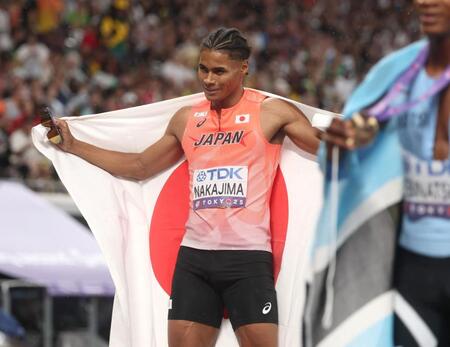 　男子４００メートル決勝で６位入賞を果たした中島佑気ジョセフ（撮影・石井剣太郎）