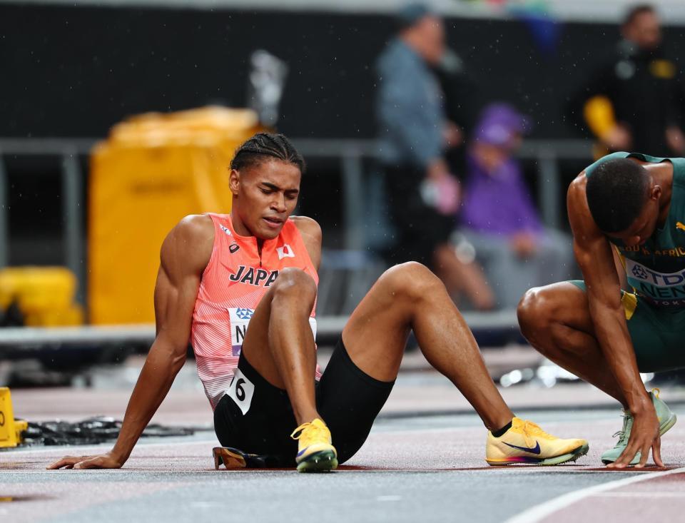 男子４００メートル決勝　レースを終えた中島佑気ジョセフ　※※　＝国立競技場