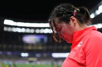 　女子やり投げ予選３投目を終えた北口榛花