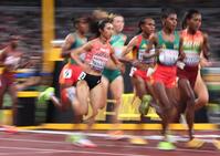 　女子５０００メートル決勝、力走する田中希実（撮影・石井剣太郎）