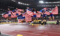 　４００メートルリレーで男女ともに金メダルを獲得したアメリカ（撮影・石井剣太郎）