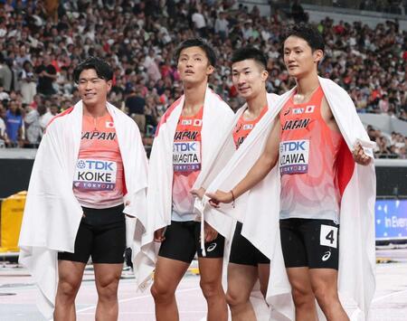 リレー侍　夢散６位　豪雨の中激走も３大会ぶりメダルならず　桐生に右脚つるアクシデント「今回は僕の責任」ロス五輪で雪辱へ