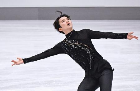 　男子フリー　演技する友野一希＝オーベルストドルフ（共同）