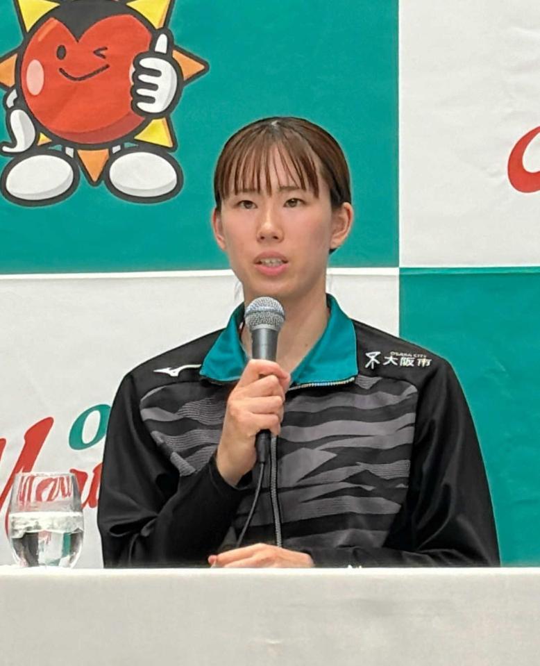 　今シーズンの目標を語る大阪Ｍ・林琴奈