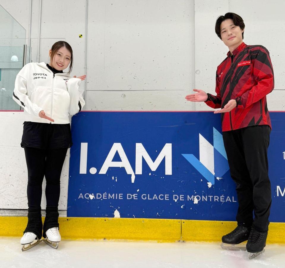 　フィギュアスケートのアイスダンス挑戦を表明した紀平梨花（左）とパートナーの西山真瑚（ボーディングブリッジ提供）