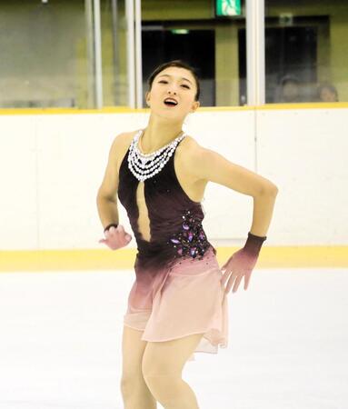 　フリーの演技をする坂本花織（撮影・中野裕美子）