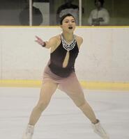 　フリーの演技をする坂本花織（撮影・中野裕美子）