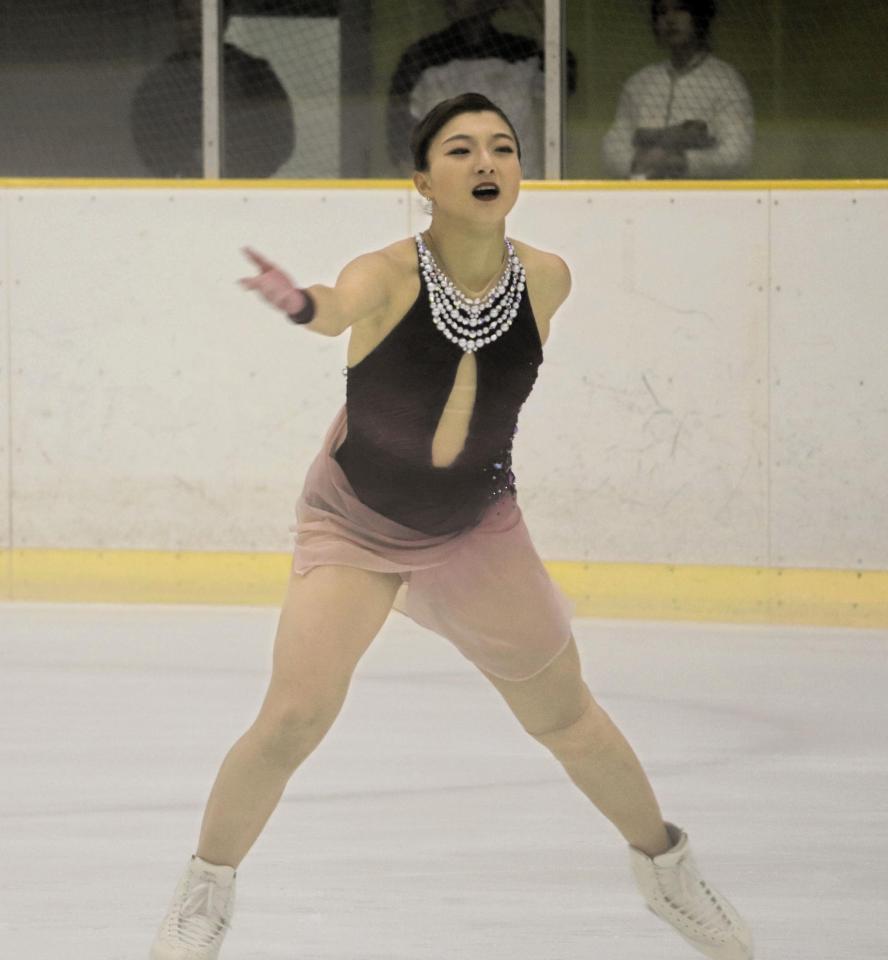 　フリーの演技をする坂本花織（撮影・中野裕美子）