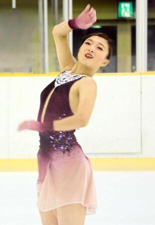 　フリーの演技をする坂本花織（撮影・中野裕美子）