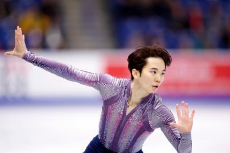 　男子ＳＰで２位の友野一希＝サスカトゥーン（共同）