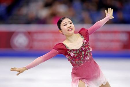 　女子でＧＰ初優勝を果たした千葉百音＝サスカトゥーン（共同）