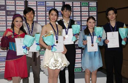 　アイスダンス初出場で３位となった紀平梨花、西山真瑚ペア（右）＝撮影・坂部計介