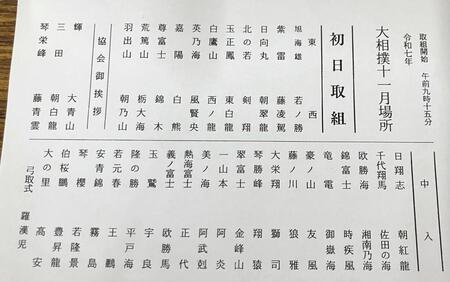 大相撲九勝場所初日の十両、幕内の取組