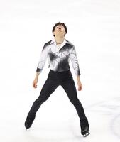 　ＳＰで演技を披露し終え、一息つく鍵山優真（撮影・中田匡峻）