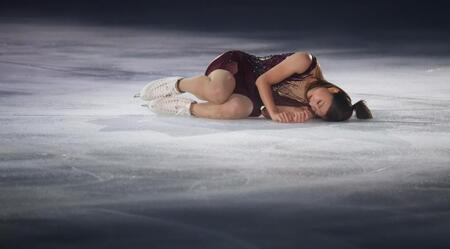 　エキシビションで演技をする坂本花織（撮影・中田匡峻）