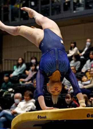 　女子跳馬決勝　宮田笙子の演技＝高崎アリーナ