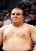 　優勝インタビューで笑顔を見せる安青錦（撮影・山口登）