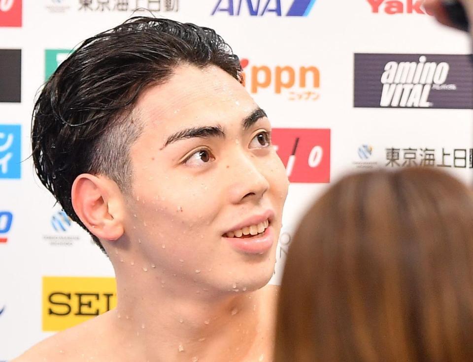 　男子４００ｍ個人メドレーで優勝した西川我咲（撮影・開出牧）