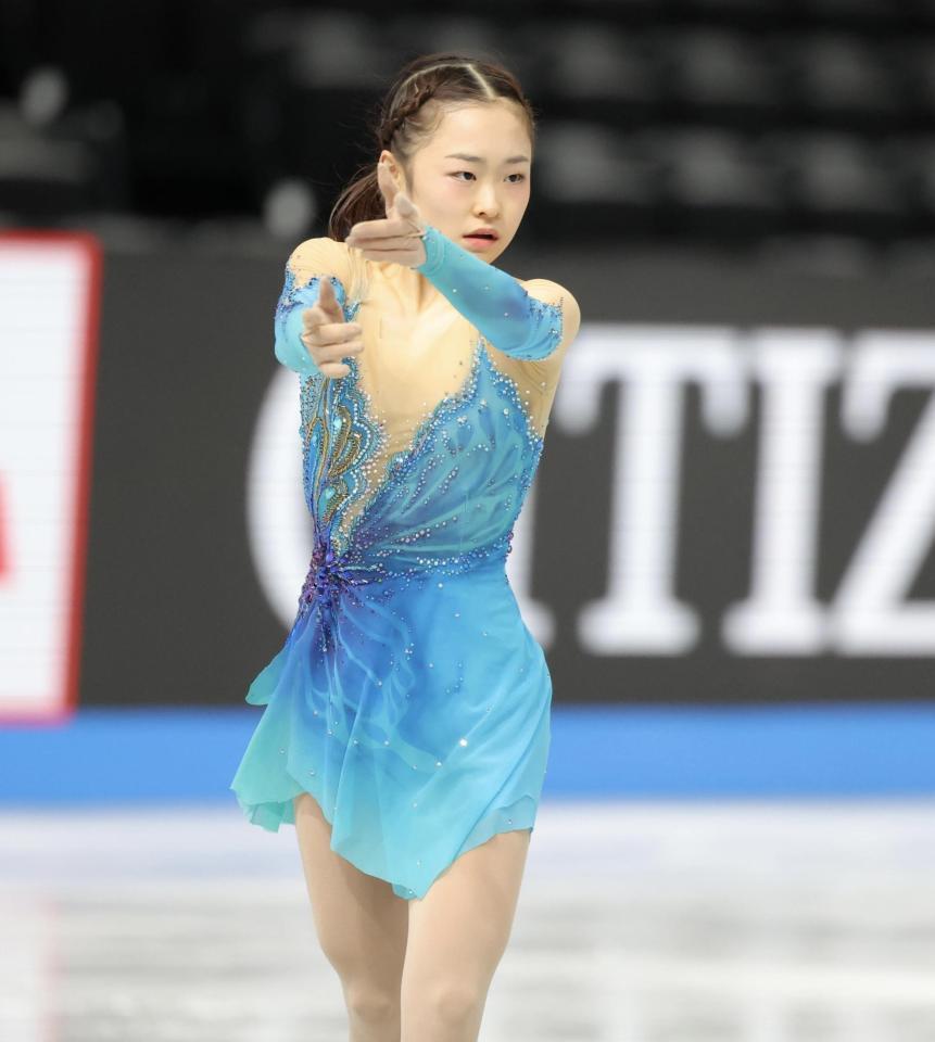 　練習する島田麻央（撮影・吉澤敬太）