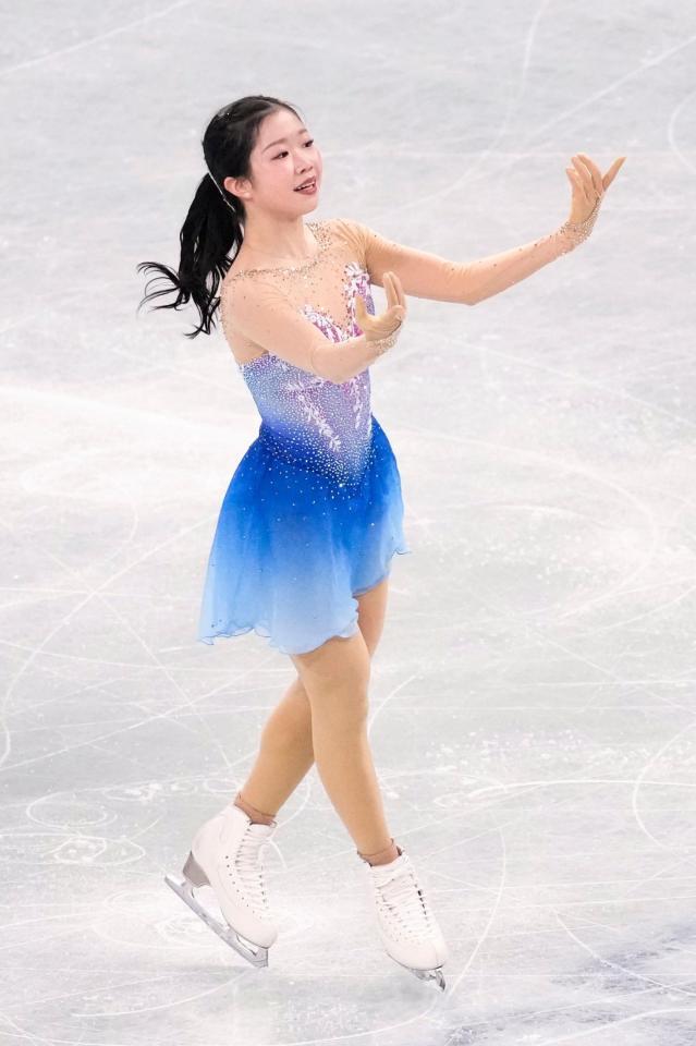 　女子フリーの演技を終えた中井亜美