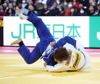 　３回戦で韓国選手に逆転勝利の阿部一二三（撮影・金田祐二）