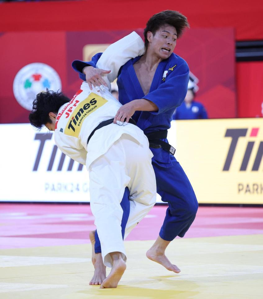 　武岡毅と準決勝で１２分超の死闘を制した阿部一二三（撮影・金田祐二）