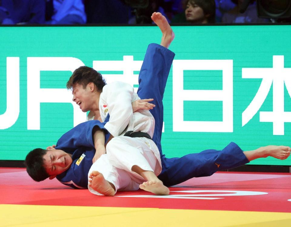 　決勝戦で延長戦の末に一本勝ちした阿部一二三（撮影・金田祐二）