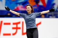 　公式練習で調整する坂本花織
