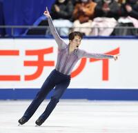 　男子ＳＰで演技する友野一希（撮影・石井剣太郎）