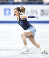 　女子ＳＰで演技する坂本花織（撮影・石井剣太郎）