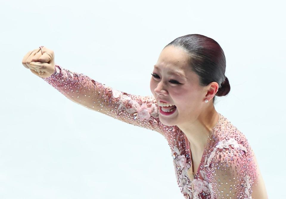 　演技を終え喜ぶ樋口新葉