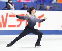 　フリーの演技をする鍵山優真（撮影・石井剣太郎）