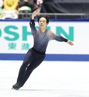 　フリーの演技をする鍵山優真（撮影・石井剣太郎）