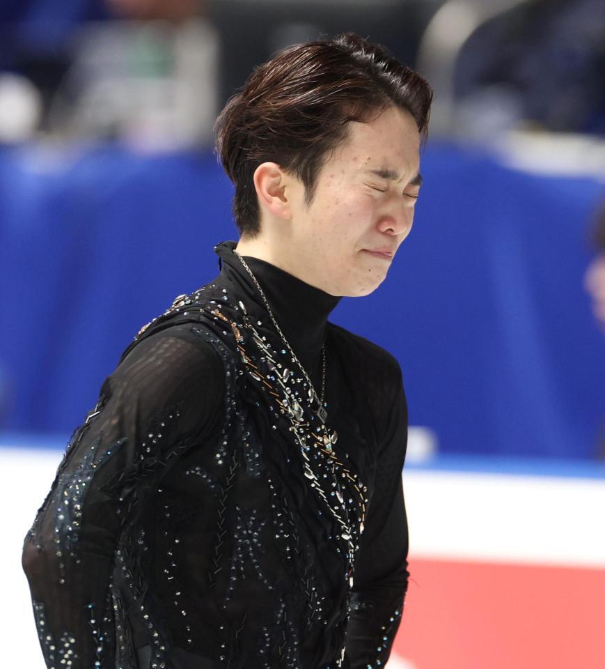 　フリーの演技を終えた友野一希（撮影・石井剣太郎）