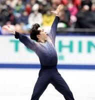 　フリーの演技をする鍵山優真（撮影・石井剣太郎）