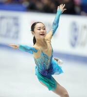 　フリーの演技をする島田麻央（撮影・石井剣太郎）