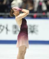 　演技を終えた坂本花織（撮影・石井剣太郎）