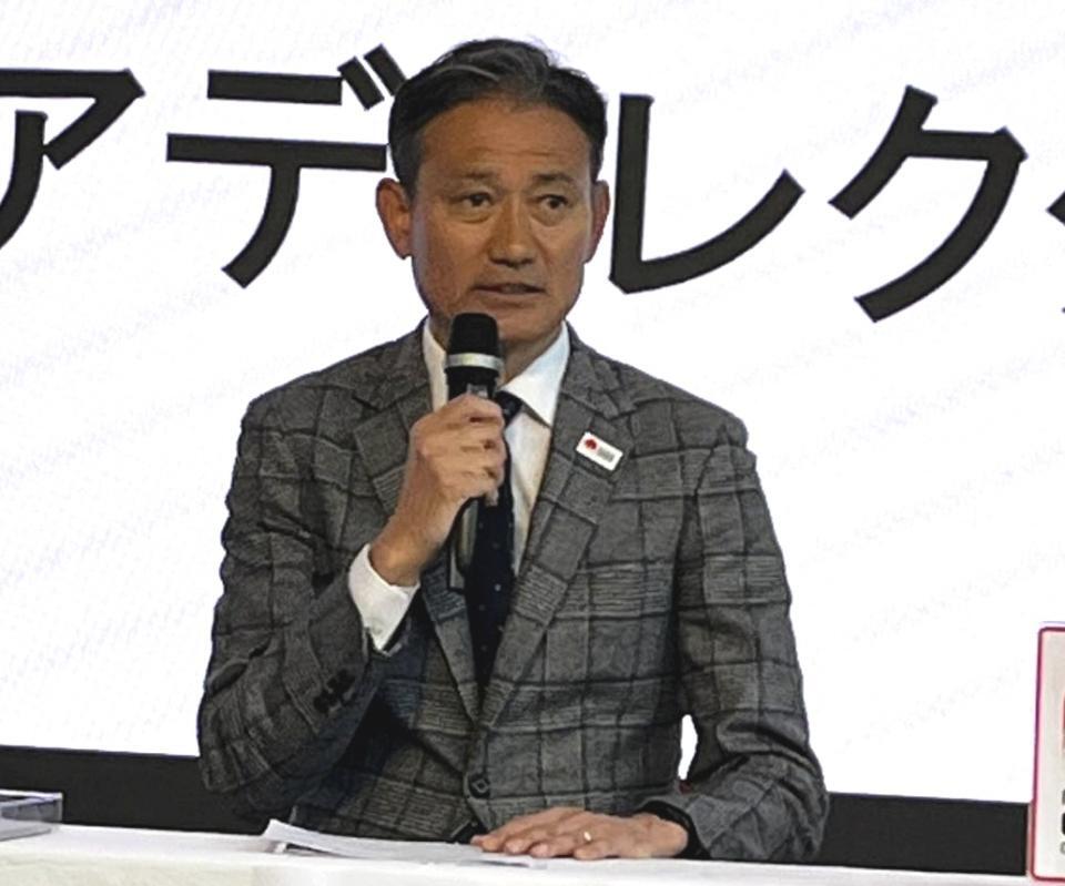 　大阪国際女子マラソンの展望を語る高岡寿成日本陸上競技連盟シニアディレクター